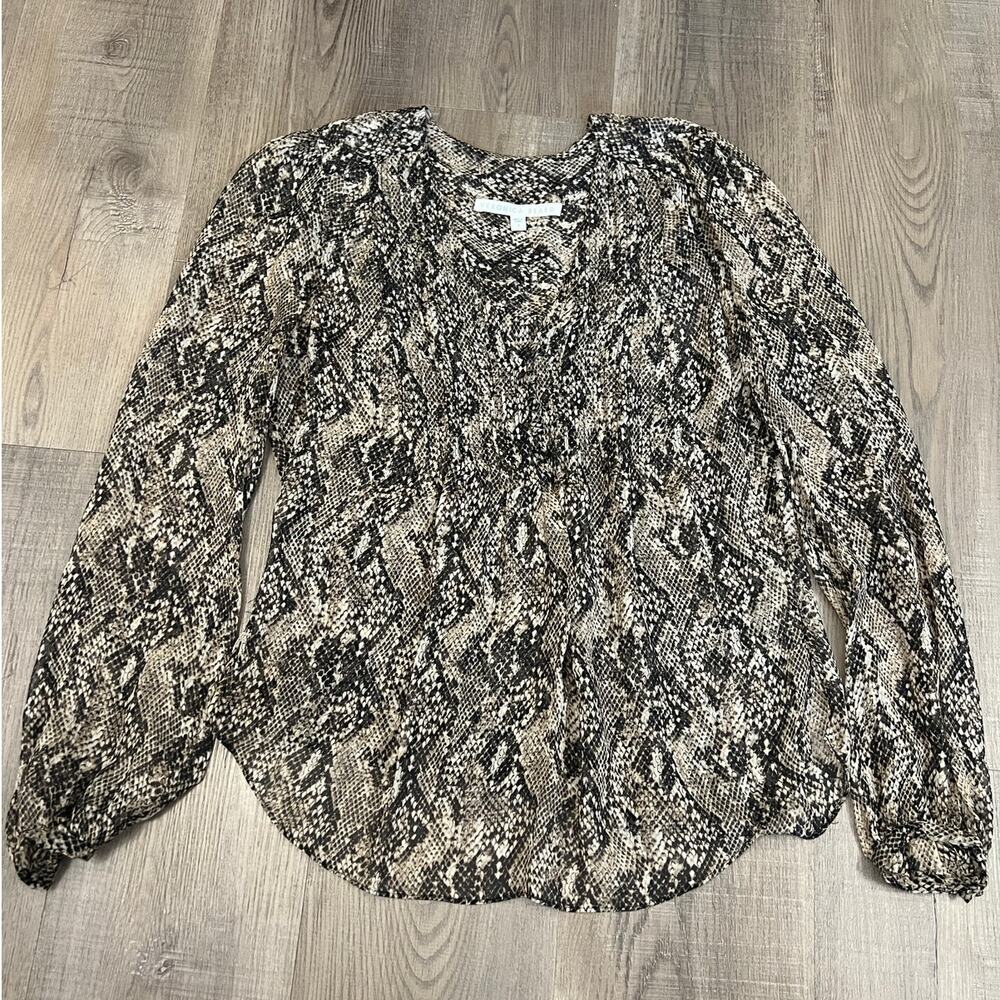 Veronica Beard Lowell Snakeskin Allover Printed Blouse